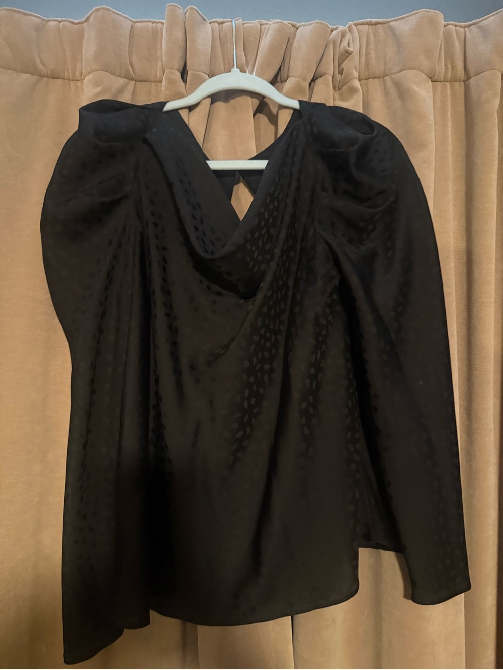 Ann Taylor Black Draped V-Neck Long-Sleeve Blouse